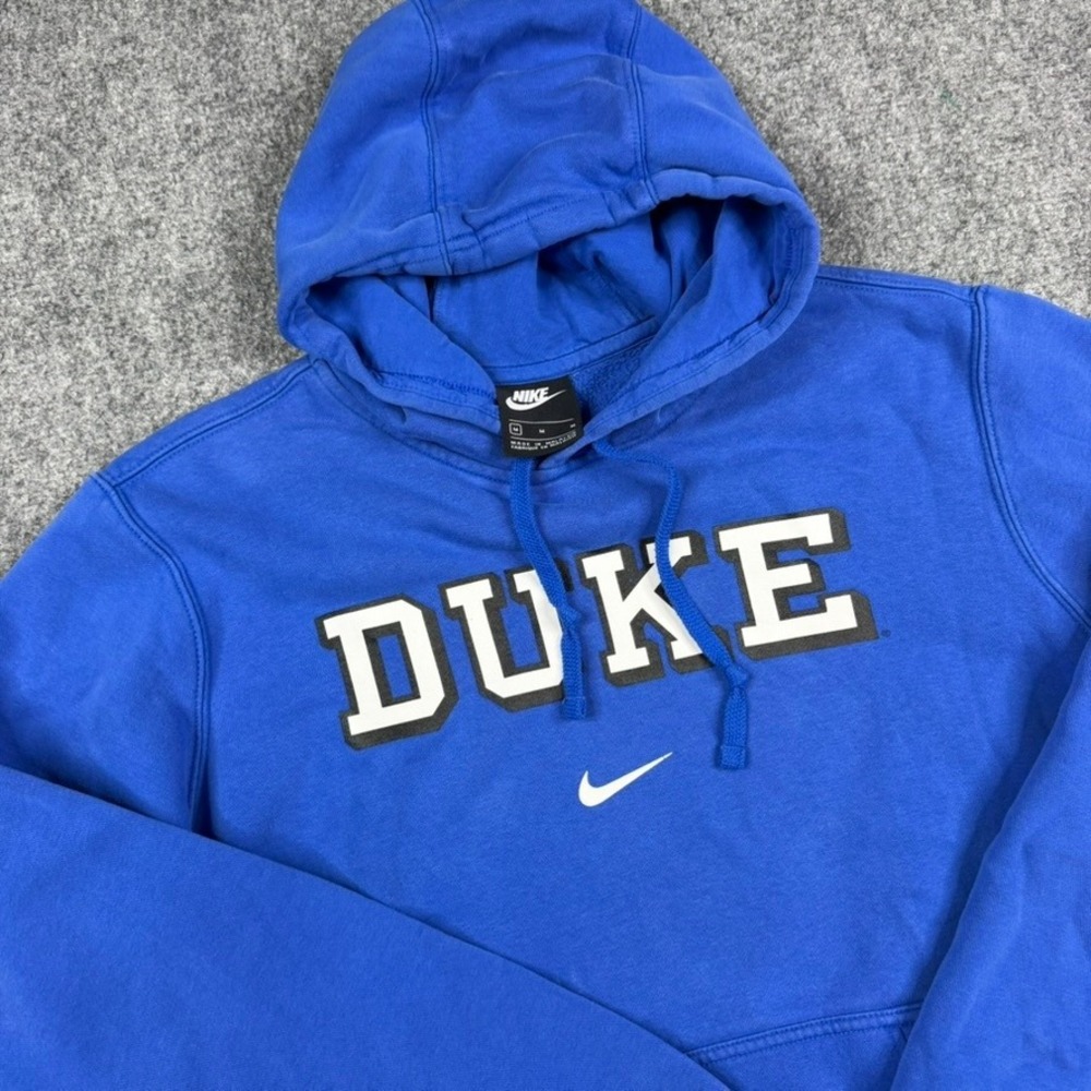 Nike Duke Hoodie Mens Medium Blue Pullover Fleece Center Swoosh Sweatshirt Y2K